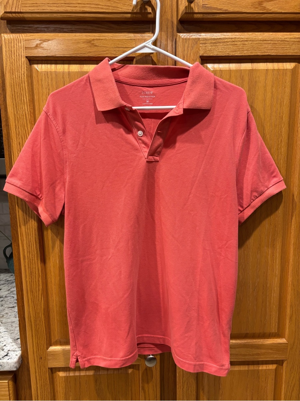J. Crew Men’s Coral-Red Short Sleeve Polo-Size Medium-
